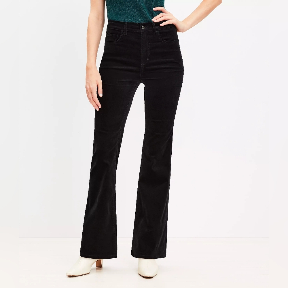 LOFT Petite Slim Flare Velvet Pants